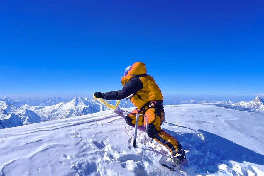 Climber on the summit of K2